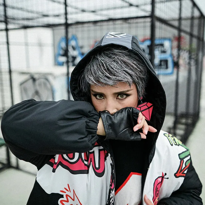 5 Harajuku Стили Девушки Студент Зимнее Хлопковое Пальто Мультфильм Печатный Толстый С Капюшоном Парка Женщины Хлопковое Пальто Женский Мягкая Куртка