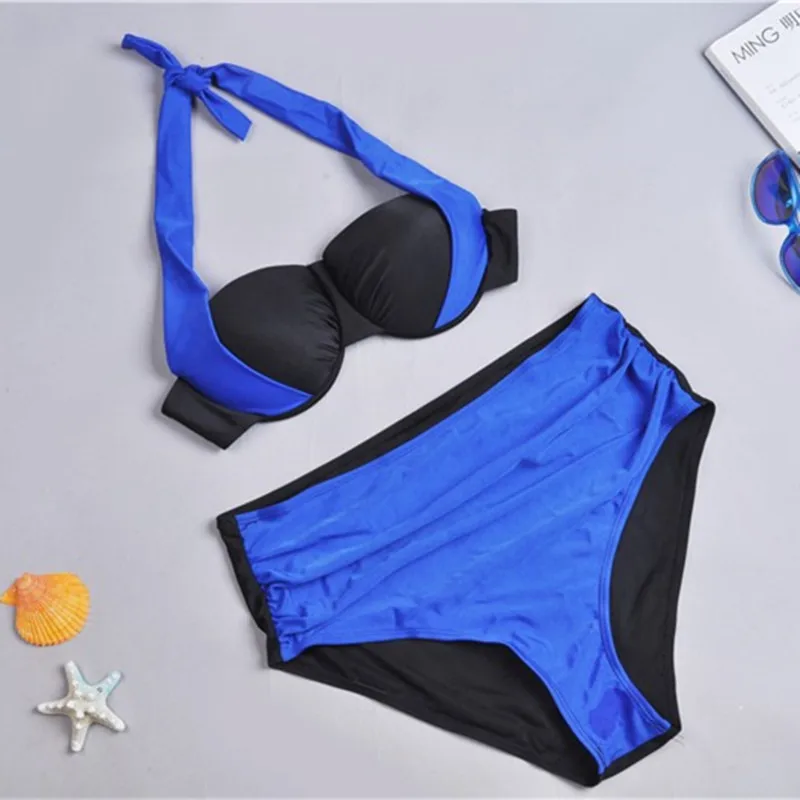 

Сексуальный женский купальник, комплект бикини с эффектом пуш-ап, пляжная одежда, ретро винтажные купальные костюмы, купальники с лямкой на ...