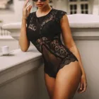 Женская Прозрачная Кружевная одежда для сна, сетчатые кружевные прозрачные Тедди, костюм-кошка, эротический костюм без рукавов для женщин