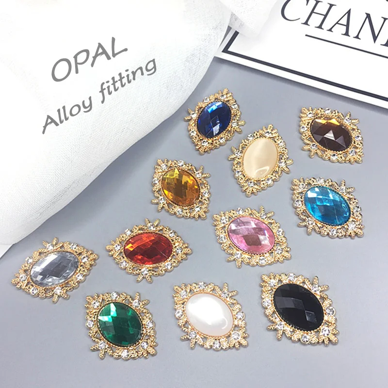 

Opal Alloy Retro Diy Material Bag Hair Accessories Wedding Dress Decoration Rhinestone Flatback Buttons Ornaments Craft Supplies