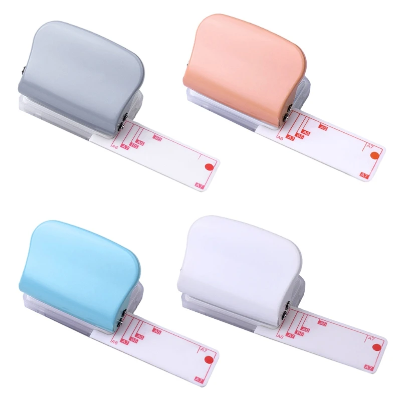 

Hole Puncher w/ Positioning Ruler Confetti Box Round Hole Puncher 5 Sheets Paper Manual Punching for Leaf-loose NoteBook