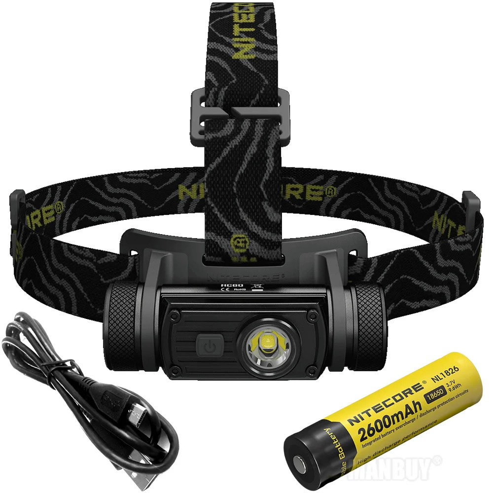 

Nitecore Rechargeable Headlamp CREE XM-L2 U2 1000Lumen LED Waterproof Headlight HC60 HC60W 18650 Battery outdoor Camping Fishing