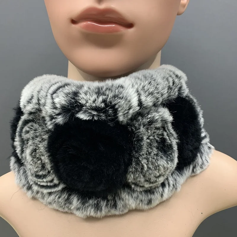 Женские шарфы Меховая повязка на голову шарф из натурального меха кролика рекс с