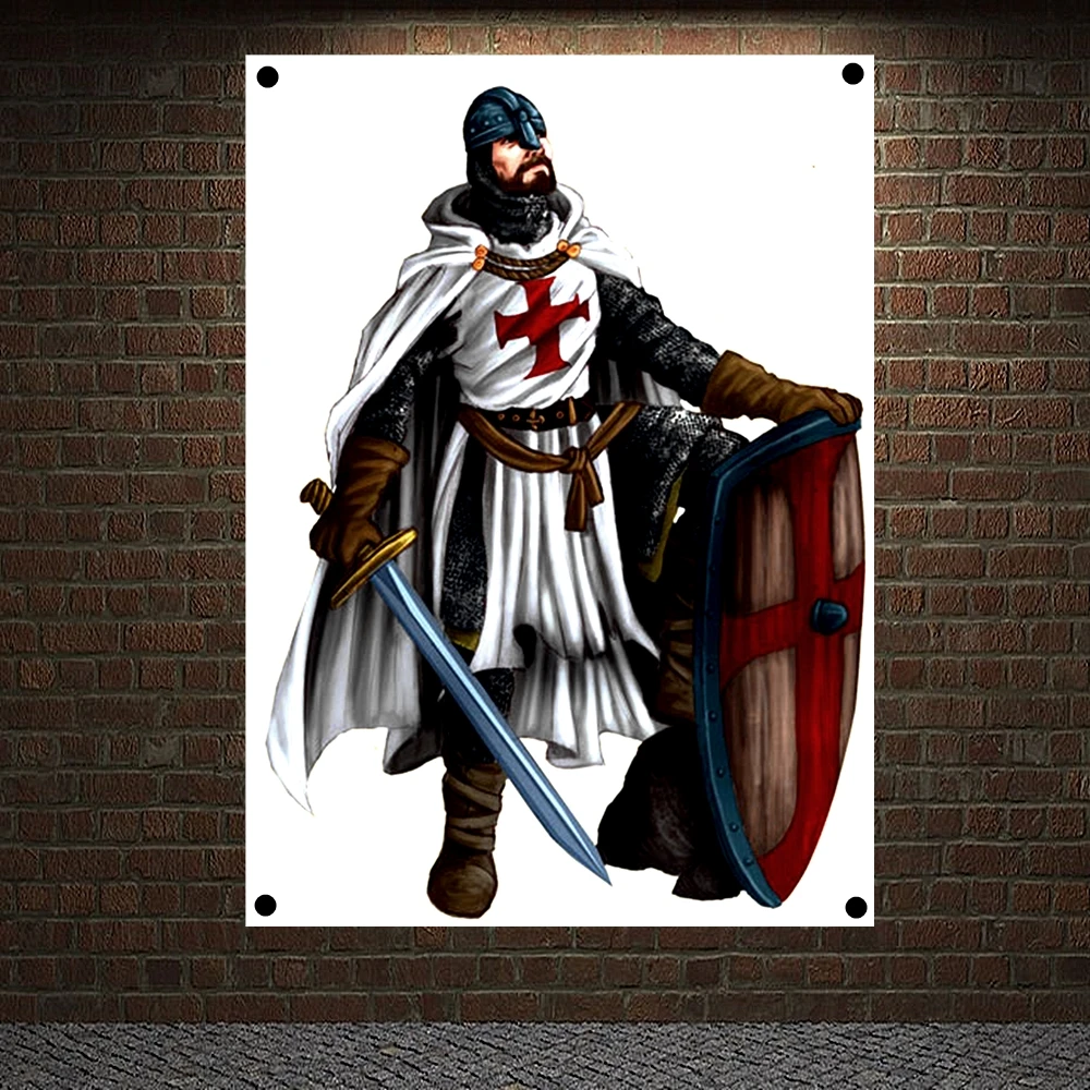 

Medieval Warrior Knights Templar Armor Posters Vintage Crusader Banners Flags Canvas Painting Wall Hanging Home Decoration F4