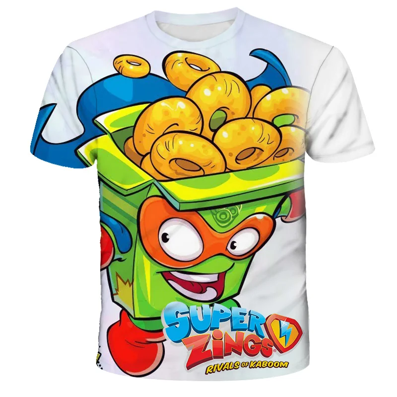 

Super Zings Popular Game Hot Pattern Boys Print T-Shirt Summer 4-12Y Girls 3D Graphics Anime Children's Clothes Retrono O-Neck