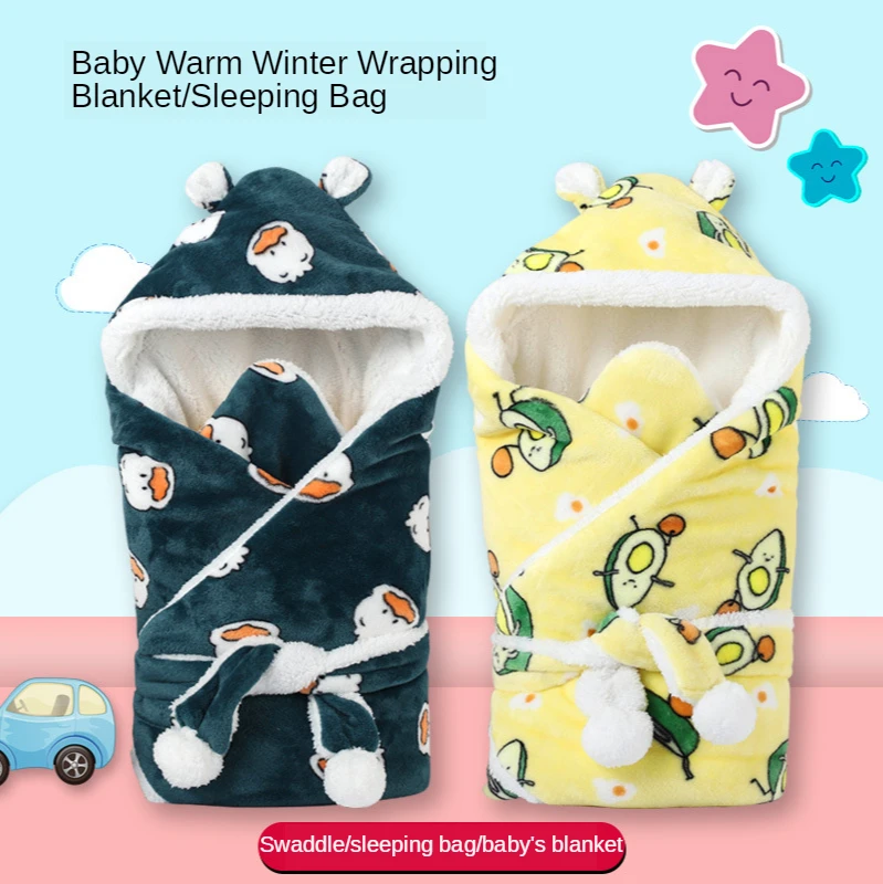 

2020 Winter Autumn Flannel Baby Sleeping Bag Envelope for Newborn Baby Bedding Package Sleeping Bag Cartoon Baby Blanket Package