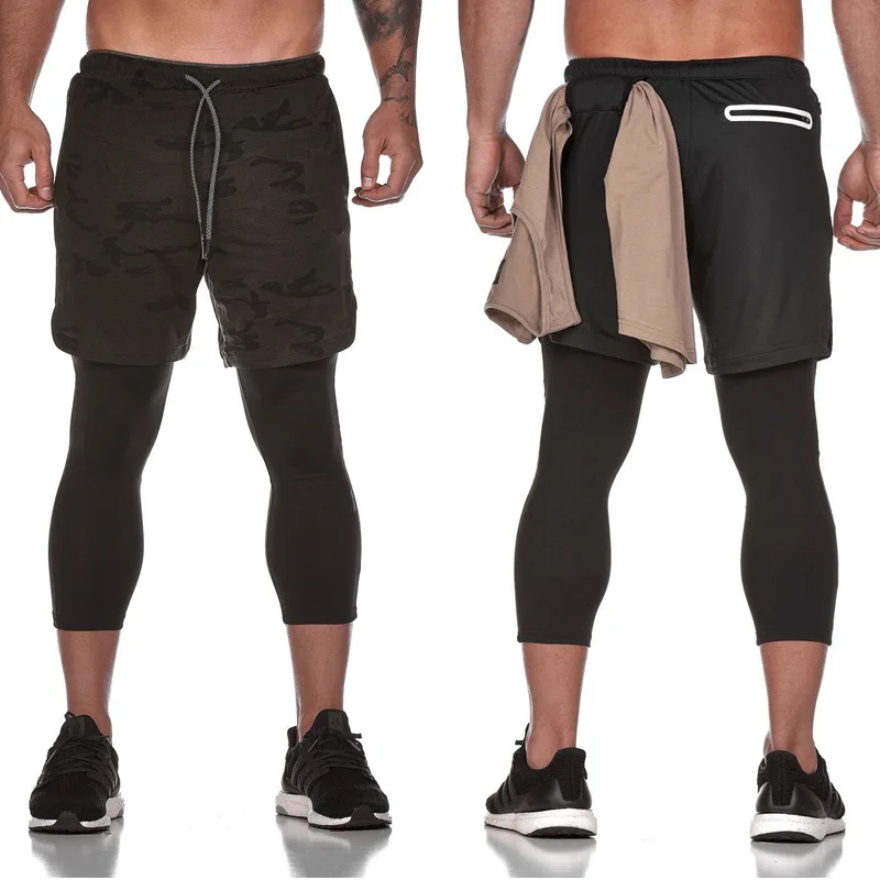 

No.12,Men’s 2 In 1 Running Pants Jogging Quick Drying Training Sport Pants Double Layer Sweatpants Beach Board Gym Fitness Pant