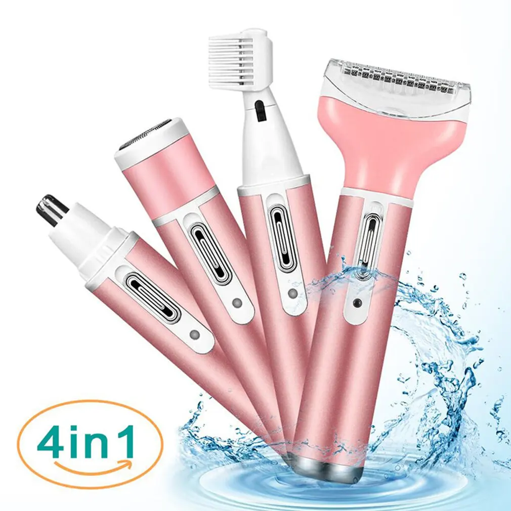 

Электрическая бритва 4 в 1, женское беспроводное удаление волос, Женская бритва, безболезненный триммер для удаления волос на теле, перезаря...