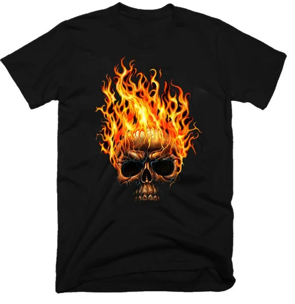 

FIRE SKULL, HORROR , SIZES S-5XL ,MENS T-SHIRT, G0330