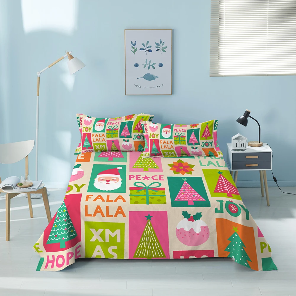 Рождественская простыня с 3D принтом Санта-Клауса Полиэстеровые простыни и