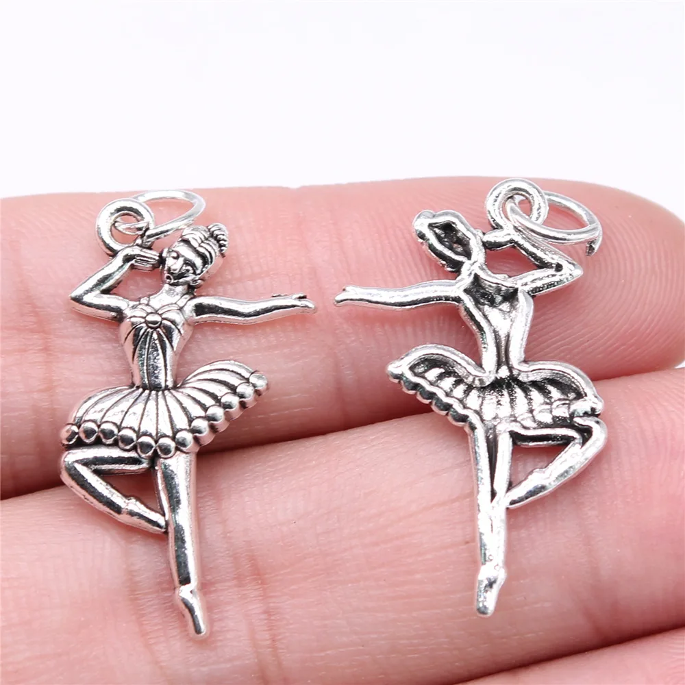 

10pcs 29x16mm Antique Silver Color Ballet Charms For Jewelry Making B16239