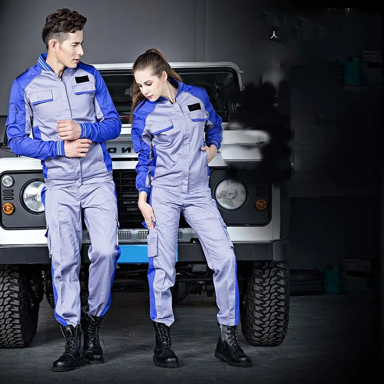 Welding suits workwear clothes men women long sleeves workmen work uniform car workshop welding suit mechanical working overalls images - 6