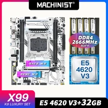 X99 motherboard LGA 2011-3 set kit with Intel xeon E5 4620 V3 processor DDR4 32GB(4*8GB) 2666mhz RAM memory M-ATX X99-K9