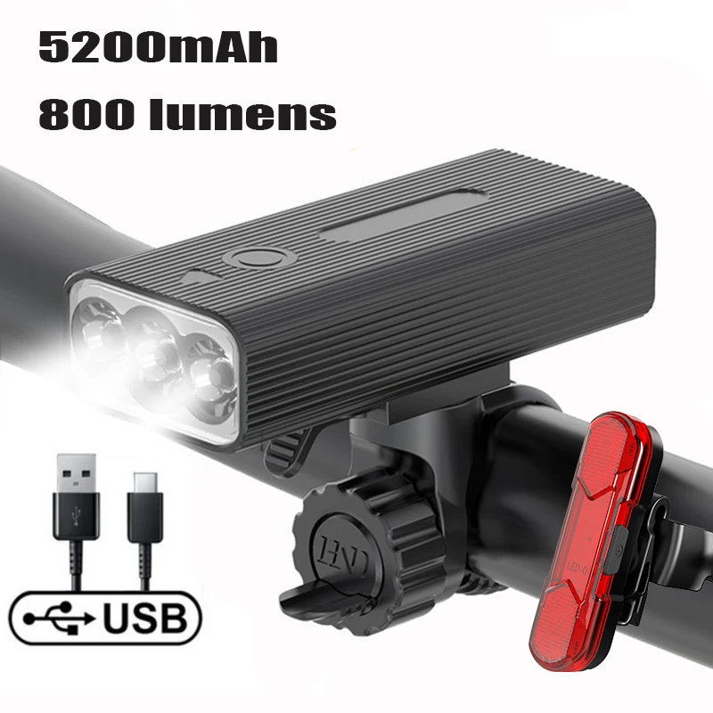 

New 5200mAh Bicycle Light 3*L2/T6 USB Rechargeable Bike Lamp IPX5 Waterproof LED Headlight As Power Bank MTB Bike Accessories