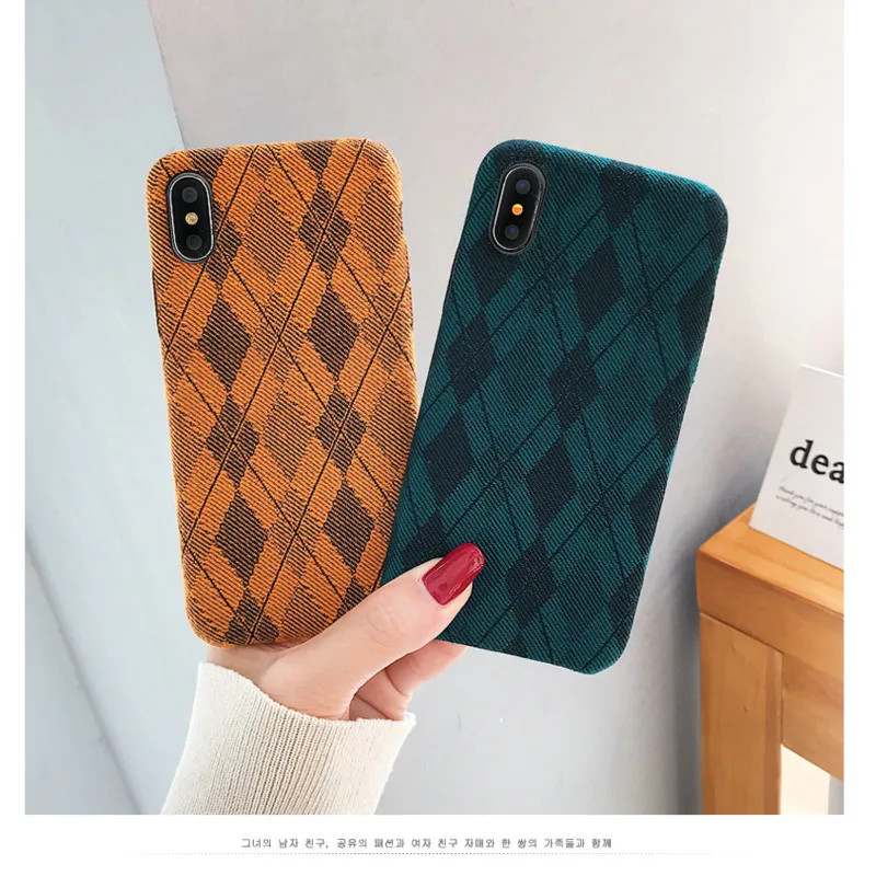 Ретро клетчатый чехол для iPhone 6 6S 7 8 plus x XR XS 11 Pro Max роскошный плюшевый силиконовый