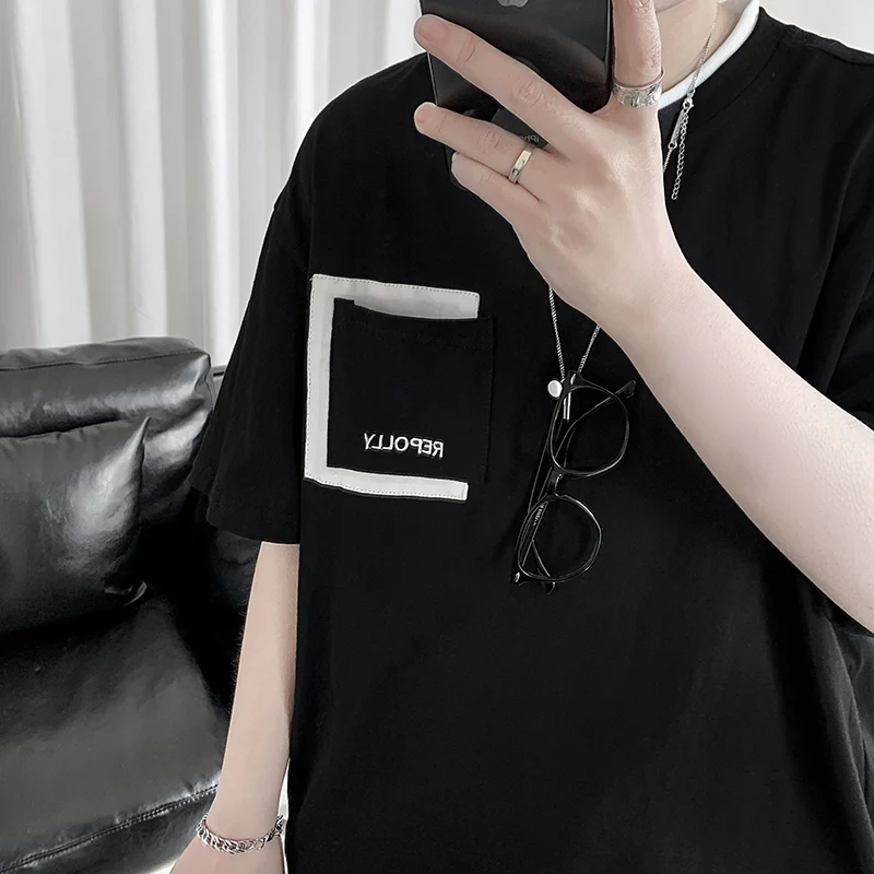 Новинка лета 2020 Молодежная популярная футболка с коротким рукавом и имитацией