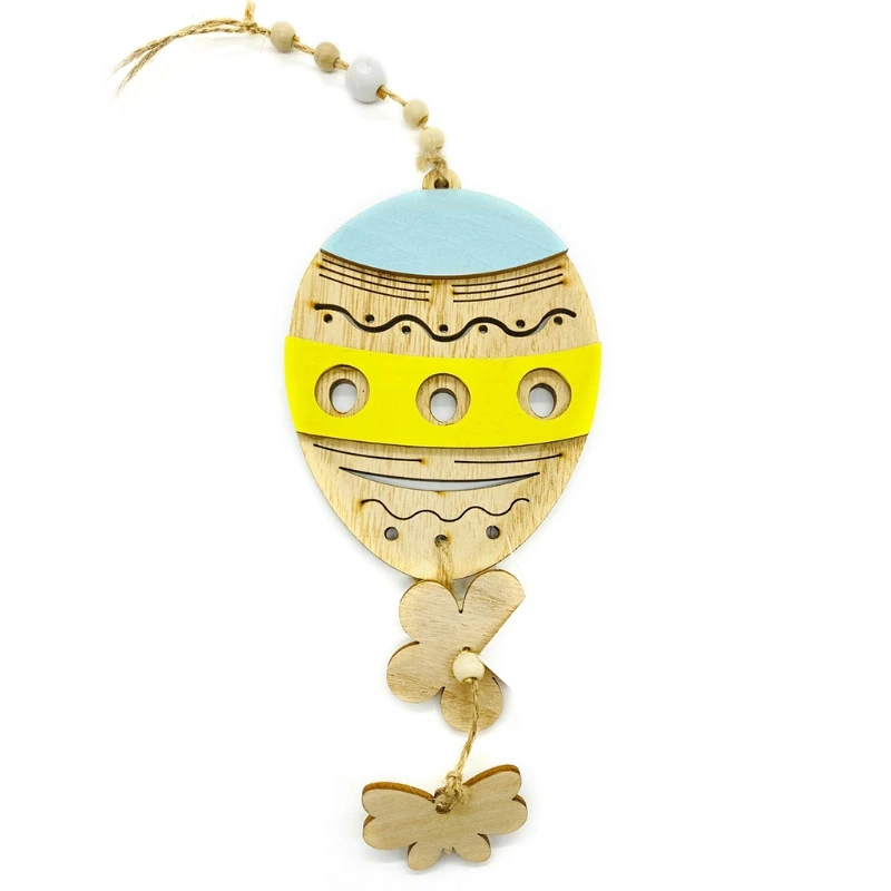 

Wooden Flower Easter Eggs Hanging Pendant Ornament Favors Baby Shower Decoration 69HF