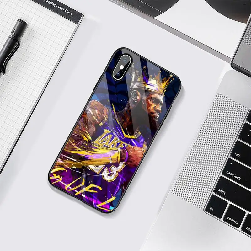 

Basketball Jordan 23 King Phone Case Tempered glass For iphone 6 6S 7 8 plus X XS XR 11 12 mini PRO MAX