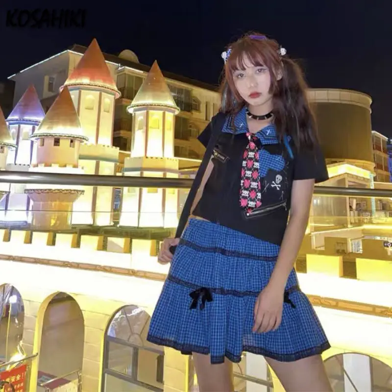 

KOSAHIKI Sweet Lolita Style Mini Skirts Women Harajuku Cute Preppy Style Jk Skirts Japanese Girls Sexy Punk High Waist Skirt