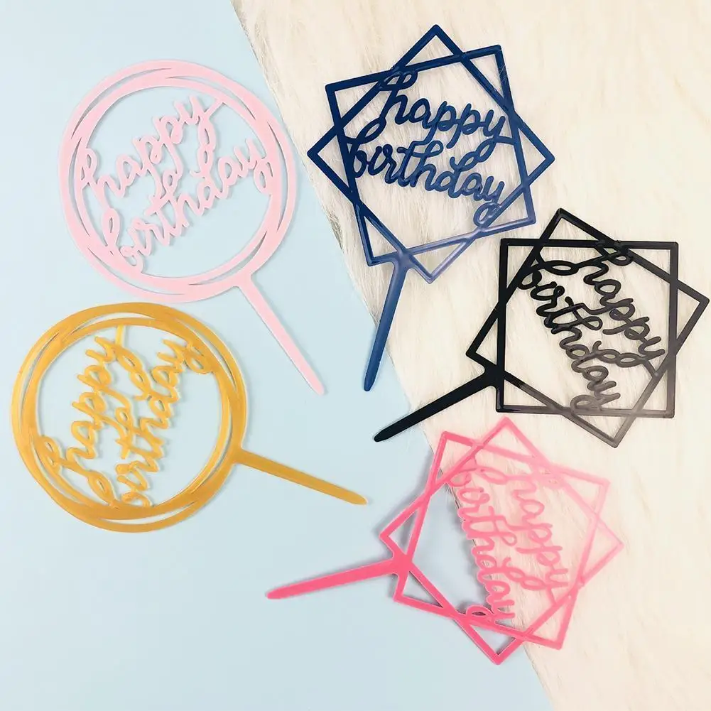 1 шт. блеск Топпер для торта С Днем Рождения из акрила и с принтом в виде букв Цвет