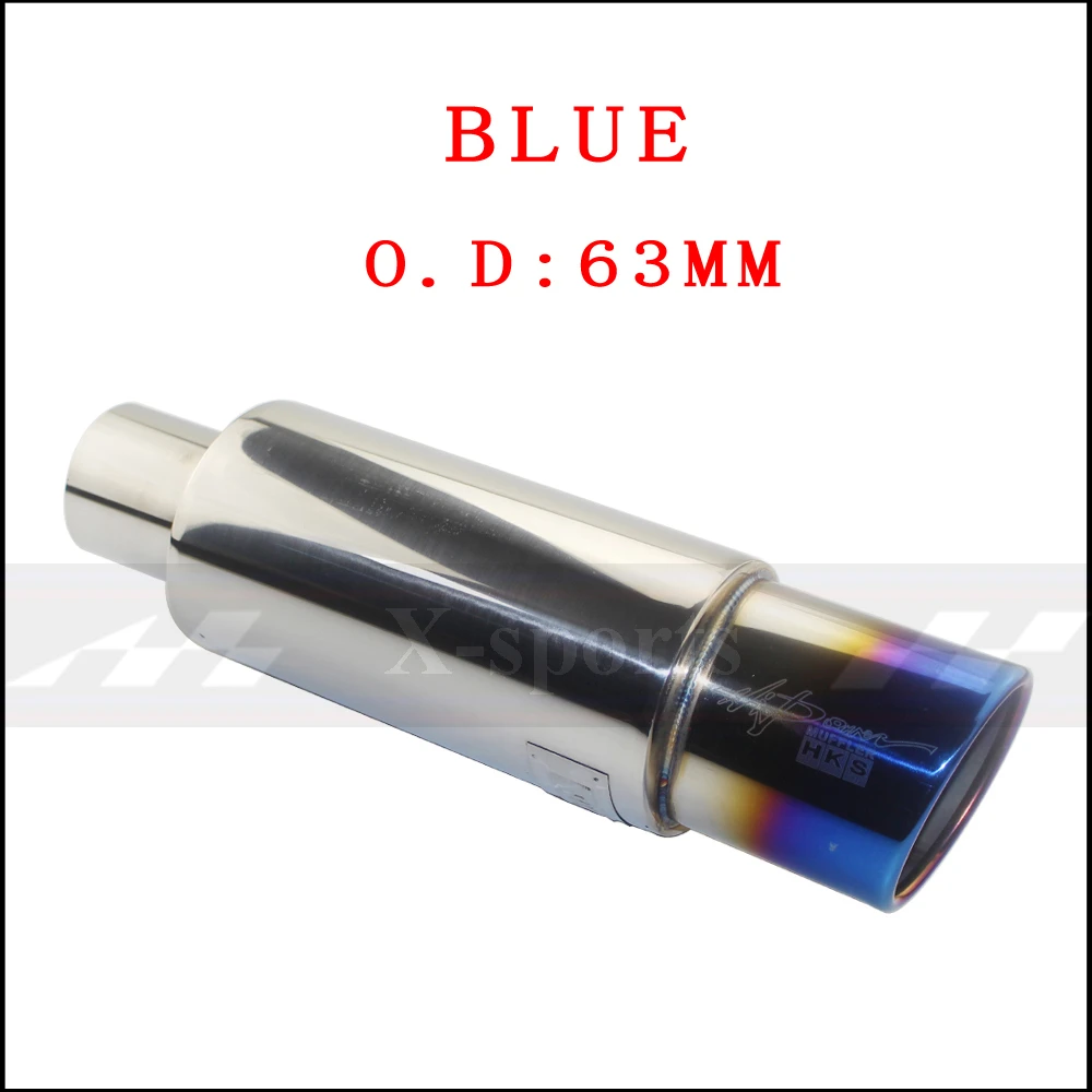 blue 63mm Авто Мото укладки выхлопные системы Совет глушитель выхлопной трубы Высокое качество Универсальный нержавеющая сталь O.D 51 57 63 мм овальные глушители - Цвет: blue 63mm