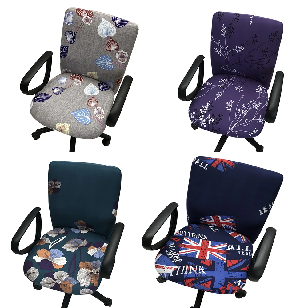 Office Computer Rotating Chair Cover Printed Elastic Covers Stretch Seat Case Removable Washable Internet Cafe Chairs Silpcover