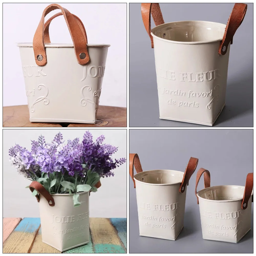 

1pc Unique Wrought Iron Flower Bucket Vintage Gardening Plant Container