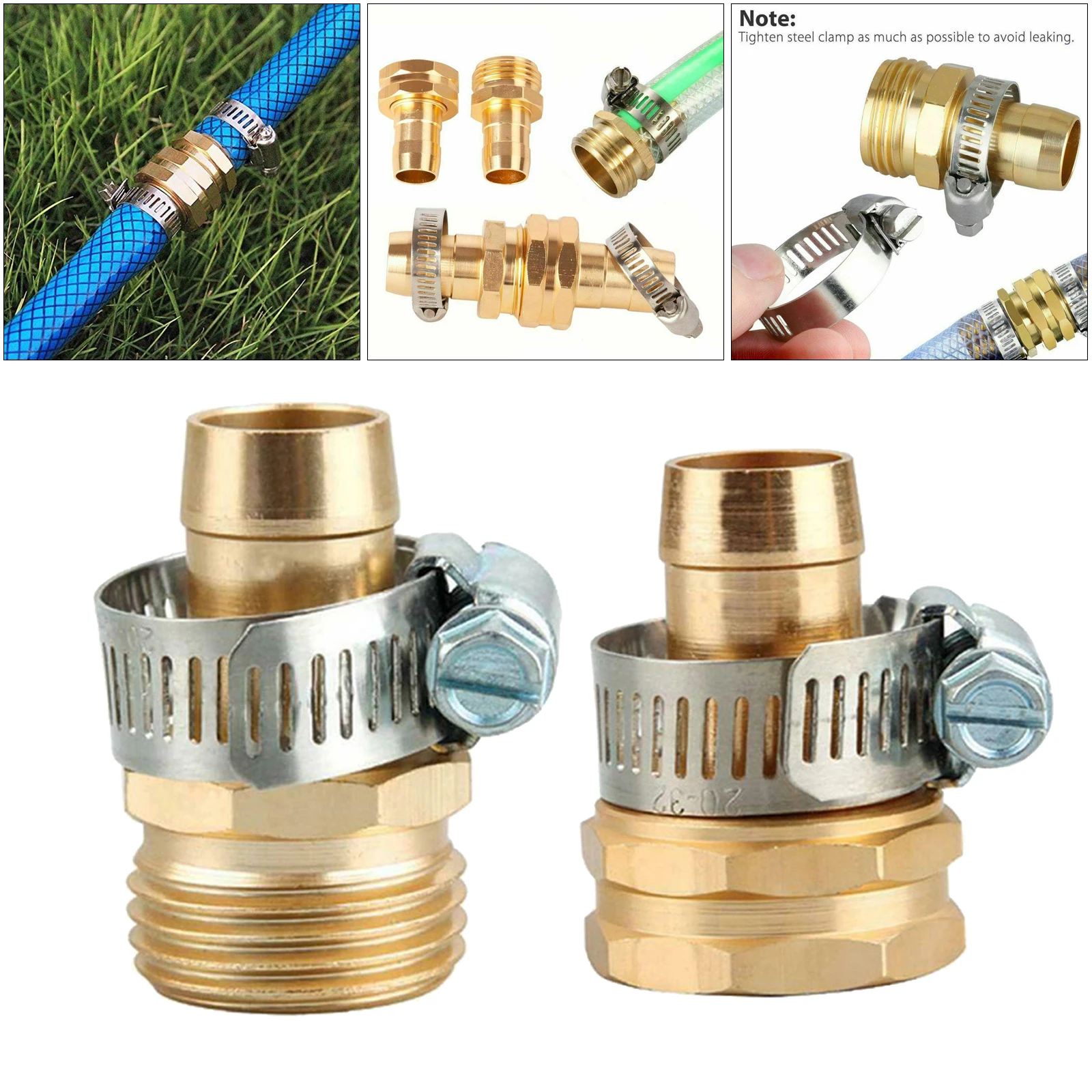 

Heavy Duty Garden Brass Mender Repair Solid Water Hose Pipe Connector Male Female Adapter