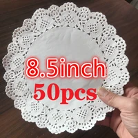 50pcs 3 5 9 5inch white napkin hollowed lace paper mads doily decoupage crafts cake makingwedding decoration