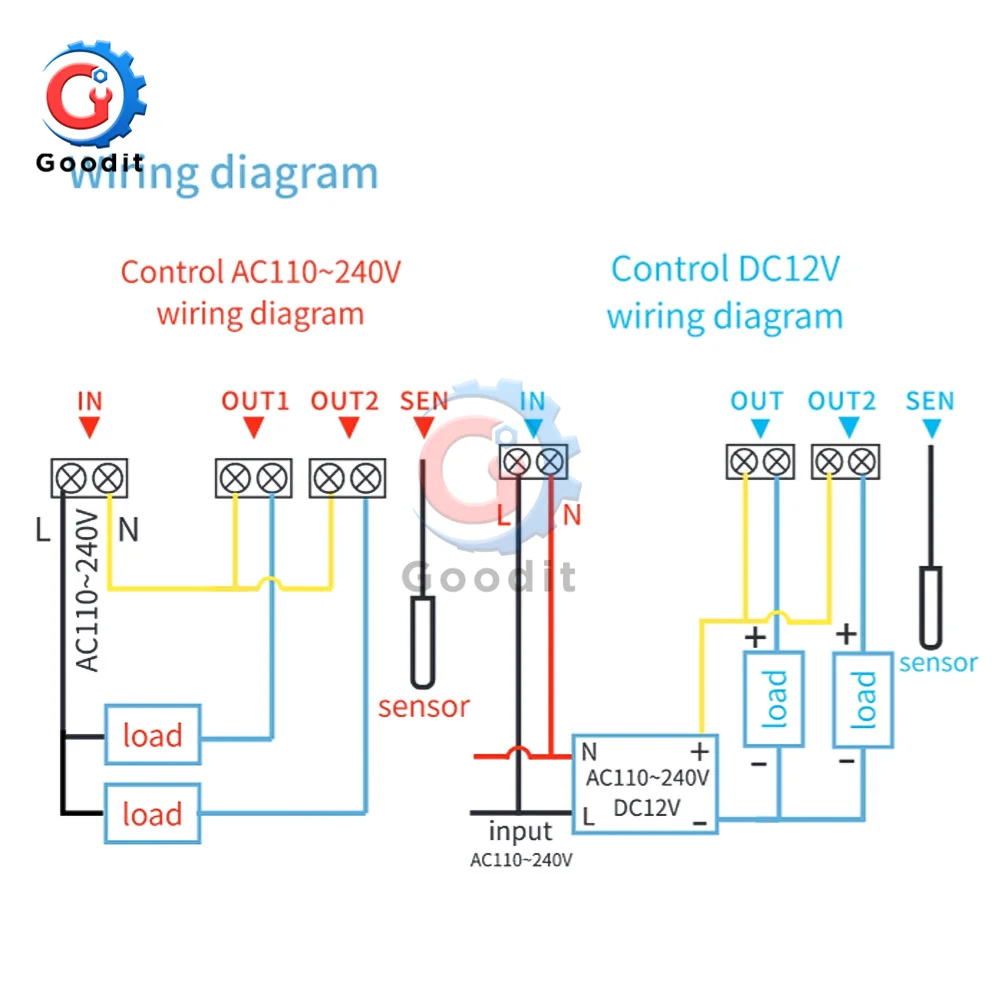 Цифровой светодиодный термостат M452 регулятор температуры и влажности 12 В
