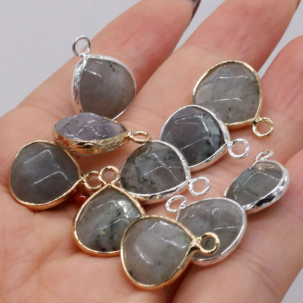 

2pcs Natural Flash Labradorite Stone Charm Pendant for Necklace Earring Accessories Jewelry Making Women Jewelry Gift 18x14mm