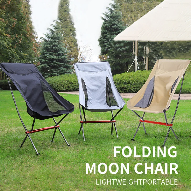 

Outdoor Camping Chair Ultralight Folding Moon Chairs 150KG High Load Quality Aluminiu Alloy Fishing Chair For Picnic BBQ Beach