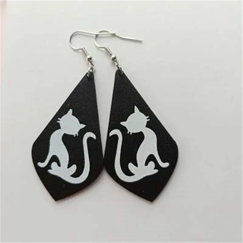 Новый Хэллоуин из полиуретана для сережек черный и белый геометрический Кот