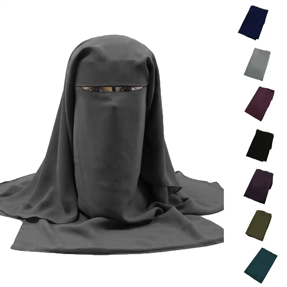 Мусульманский бандана шарф ислам 3 слоя Niqab Burqa черная крышка лица капот