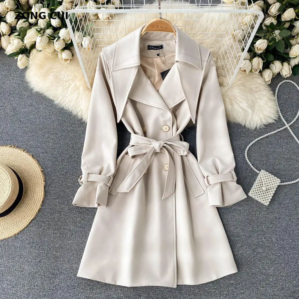 

2021 Autumn Winter Women Long Trench Jacket Korean Loose Double Breasted High Quality Windbreaker Coat Korean Harajuku Coat
