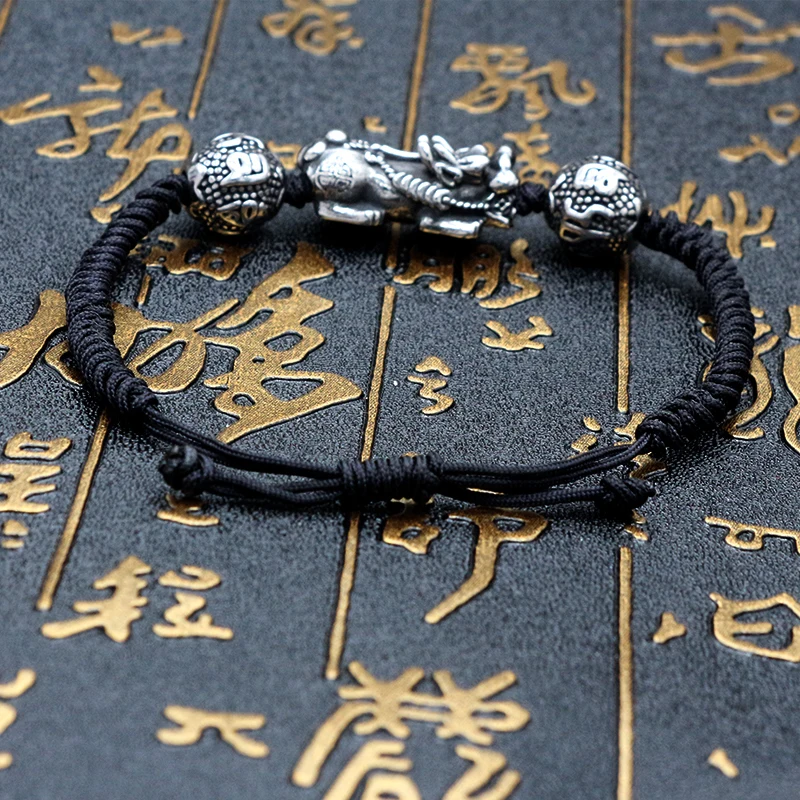 Браслет KLDY из нержавеющей стали регулируемый браслет pixiu с черной веревкой