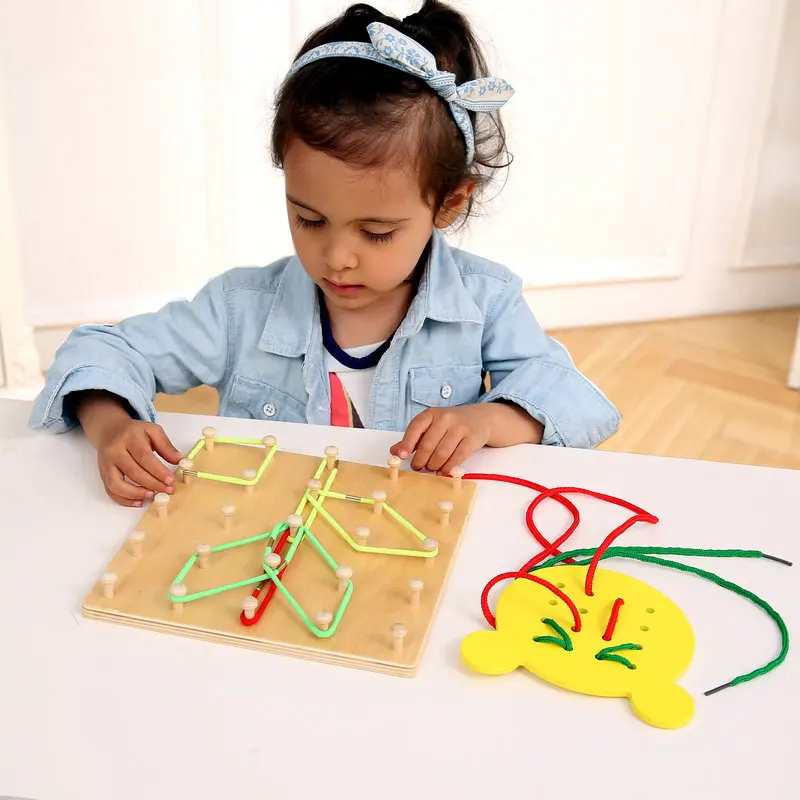 

Creative Wooden Puzzles Children Life Skills Toys Rope Game Montessori Teaching Resources Kids Wood Jigsaw Educational Baby Gift