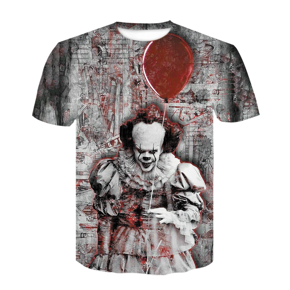 

3D Printing devil clown series evil fun men summer black short-sleeved o-neck boy thriller funny tshirt casual breathable s-6xl