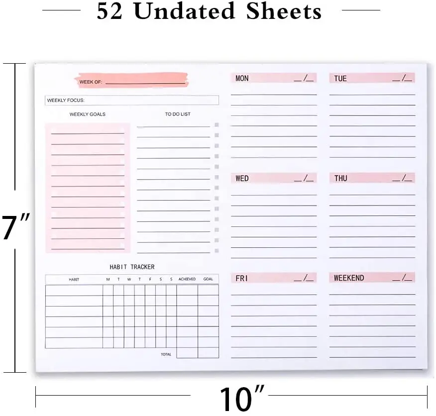 Ежедневный Еженедельный планировщик без даты настольные блокноты список