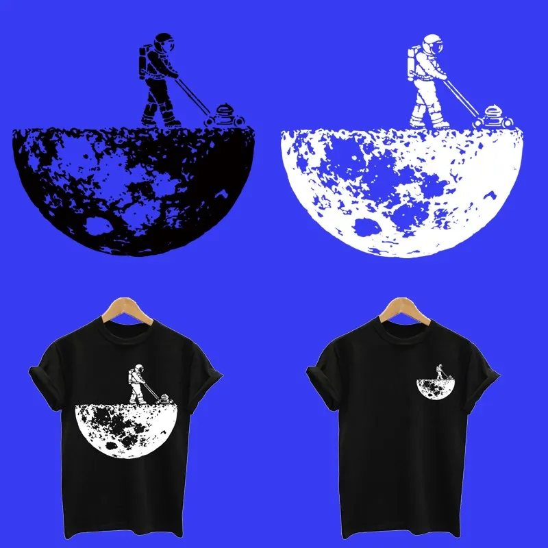Астронавт и луну в полоску термо-Стикеры для одежды на одежде применения одного