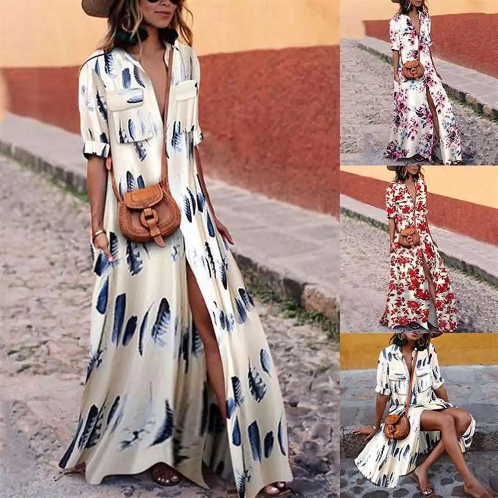 Женское платье в полоску YOUNG VIVA богемное пол с рукавом до локтя L187|Женские платья|