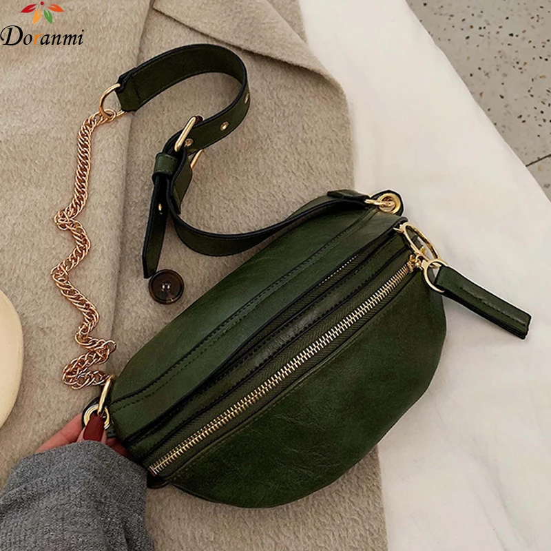DORANMI Роскошная брендовая дизайнерская поясная сумка Кожаные Дорожные нагрудные сумки женские на Молнии Поясная Сумка Nerka BG031