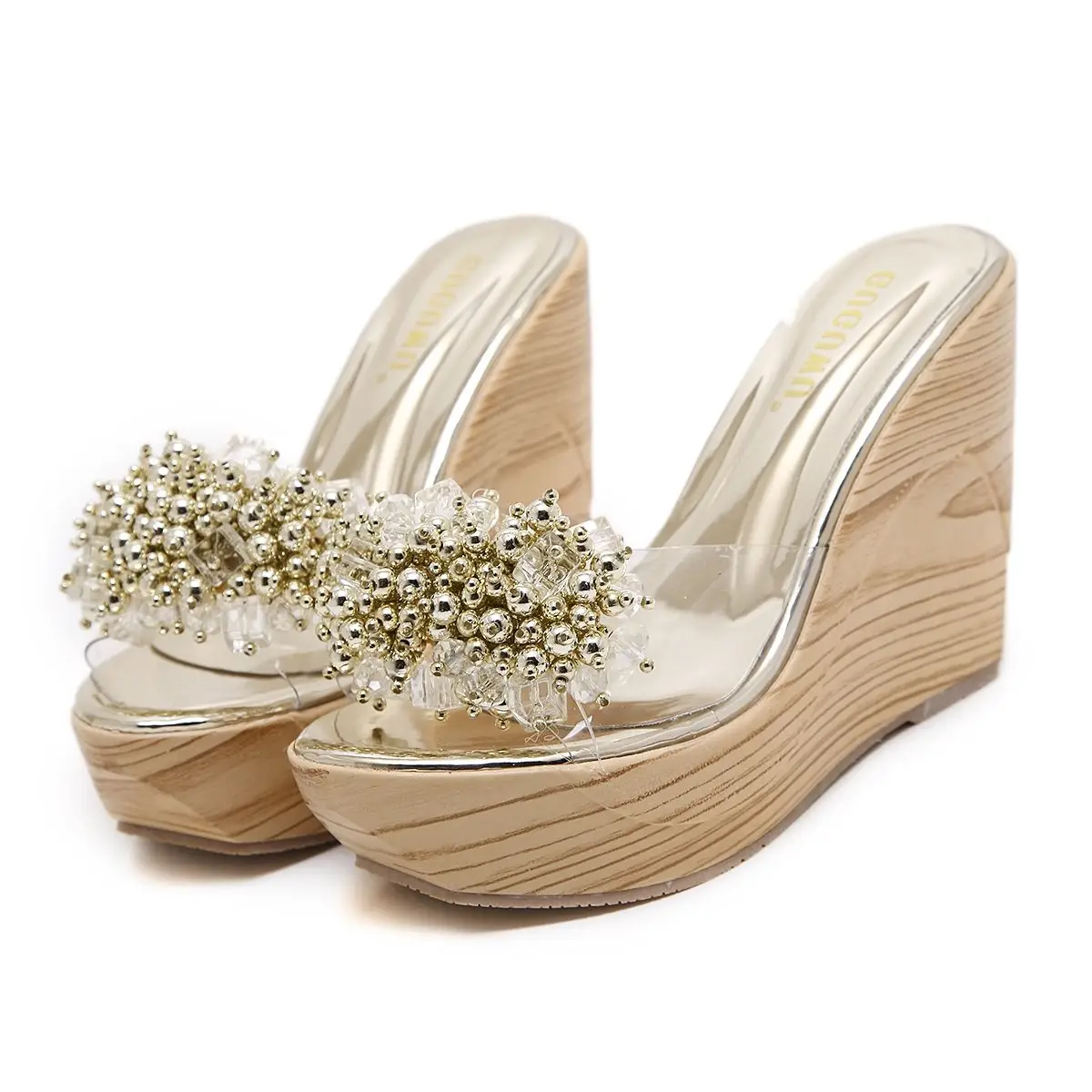 

Сандалии женские из ПВХ, прозрачные, на шнуровке, на танкетке, с бантом-бабочкой, высокий каблук, вечерние повседневные туфли-лодочки, вырази...