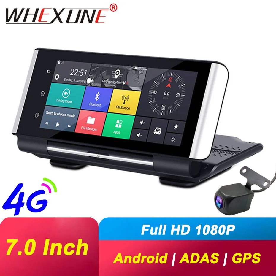Автомобильный видеорегистратор WHEXUNE 7 дюймов 4G Android GPS навигатор ADAS FHD 1080P с ночным