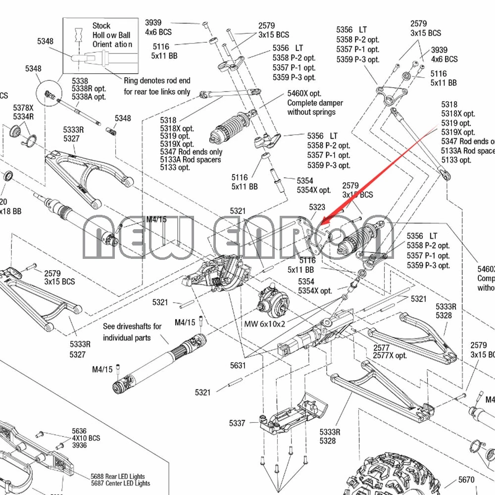 Новинка ENRON 1:10 алюминиевые задние перегородки № 5323 # 5323R для радиоуправляемого