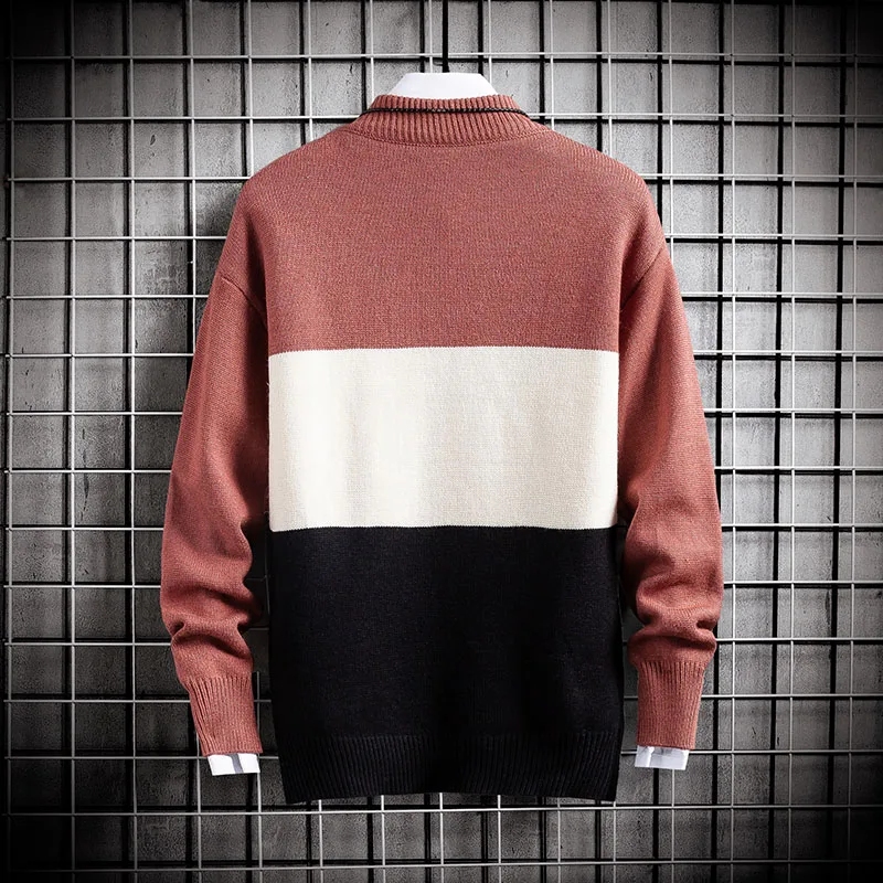 

Winter Cashmere Warm Sweater Men Turtleneck Mens Pullover Patchwork Slim Fit Sweaters Tops Knitted Men's Christmas Jumper