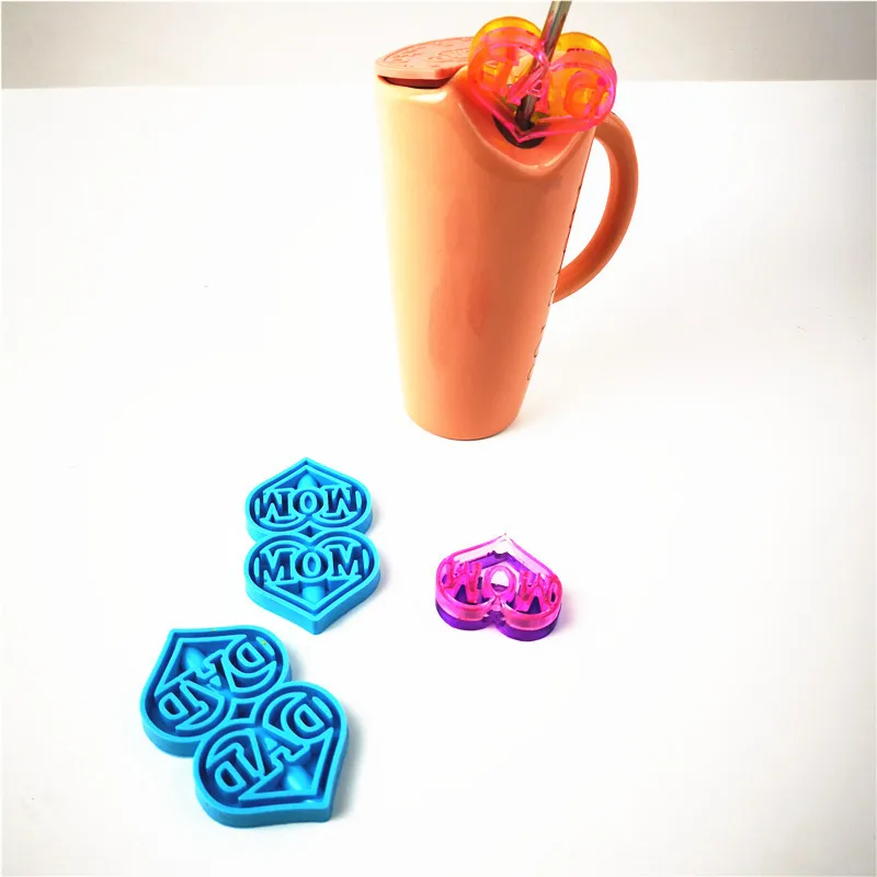 

Heart Shape MOM Letters Straw Topper Epoxy Resin Molds Straw Topper Attachment Resin Molds for Straws DIY Crafts Making