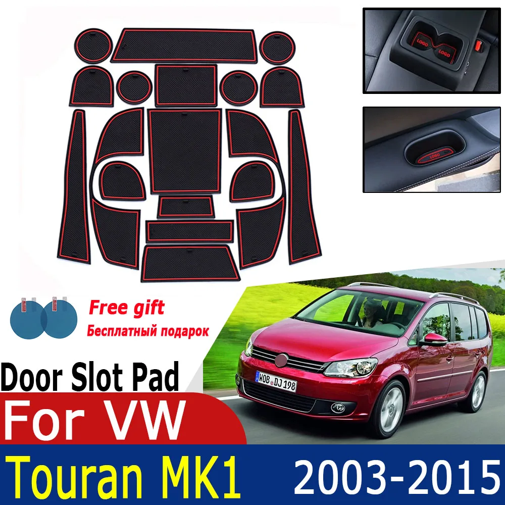 

Rubber Anti-slip Door Groove Mat For VW Volkswagen Touran MK1 2015~2003 Cup pad Gate slot Coaster Car Accessories 2006 2005 2004