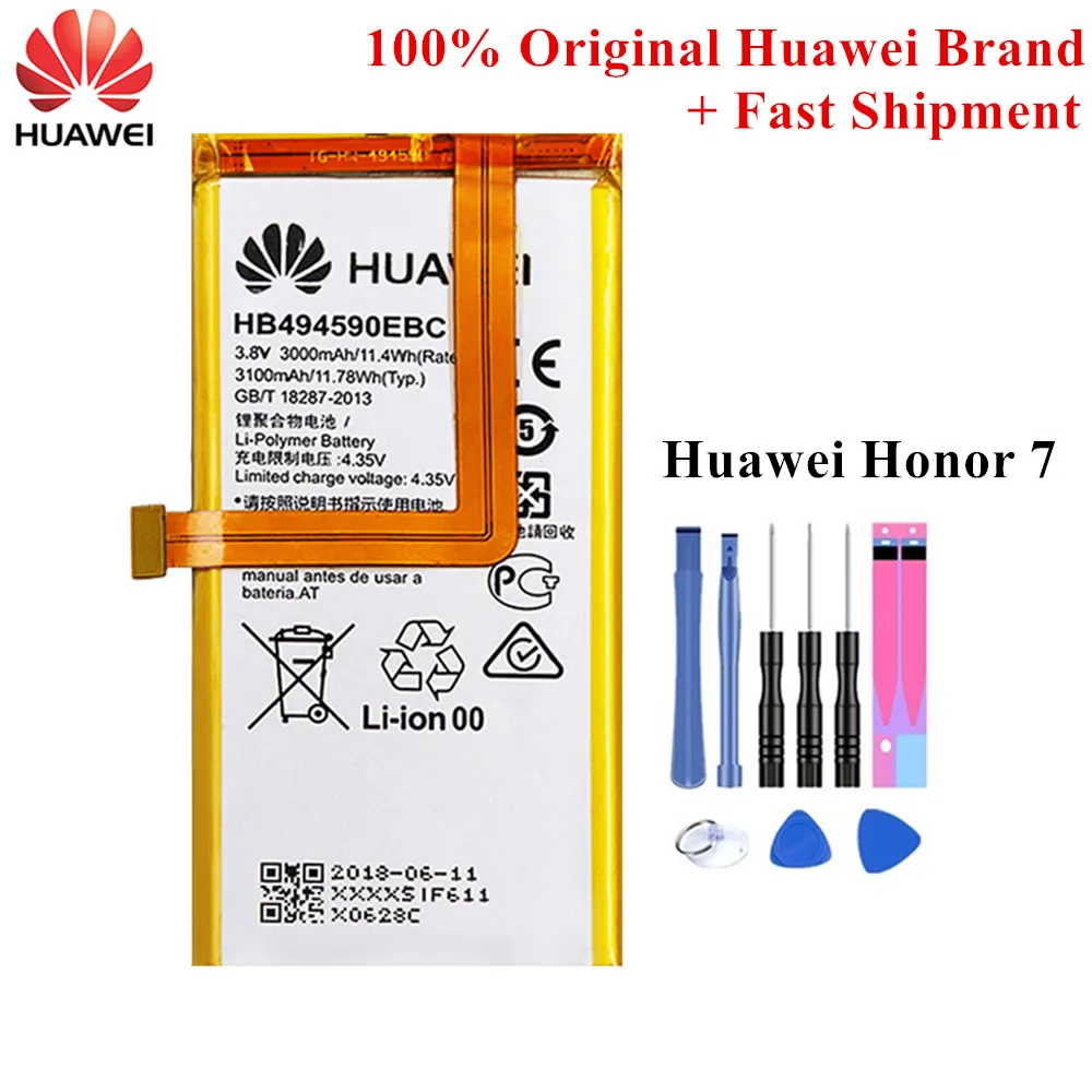 100% Оригинальный Батарея HB494590EBC для Huawei Honor 7 Glory PLK TL01H ATH AL00 AL10 3000/3100 мАч литий