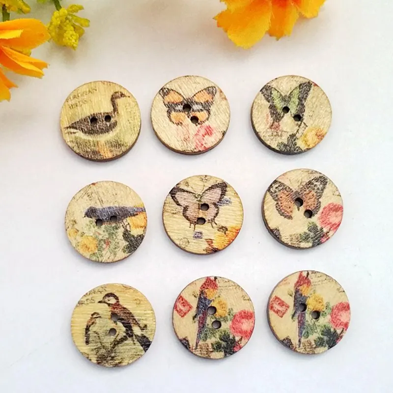 Деревянные швейные пуговицы 50 шт./лот с 2 отверстиями смешанные аксессуары для